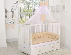 Spjälsängsskydd flätad Beige