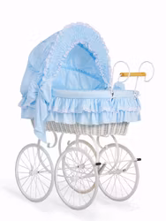 Lyxig Retro Babykorg, Blå & Vit