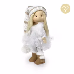 Lulu Dolls, vintermössa med pompom, vit