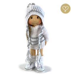 Lulu Dolls, vintermössa med stor pompom, vit