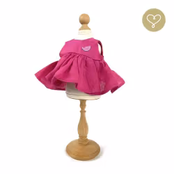Lullu Dolls, fuchsia linneklänning med vattenmelon