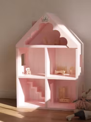 Hushylla dockhus i trä baby pink