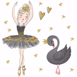 Väggklistermärke ballerina och svan