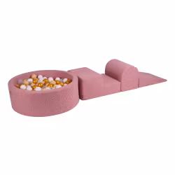 Meow lekplats med 200 bollar boucle rosa