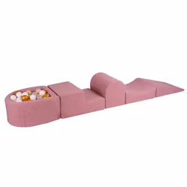 Meow lekplats med 100 bollar boucle rosa