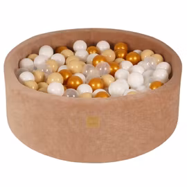 Meow bollhav med bollar sammet beige