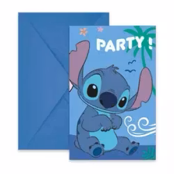 Disney Lilo & Stitch inbjudningskort med kuvert 6-pack
