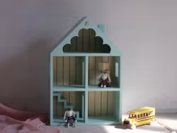 Hushylla dockhus i trä mint