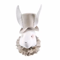 Väggdekoration Djurhuvud Kanin Med Hatt Beige
