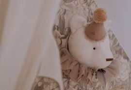 Väggdekoration Djurhuvud Nalle Ljusbeige