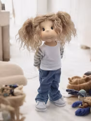 Stor handgjord docka 38 cm Ajma