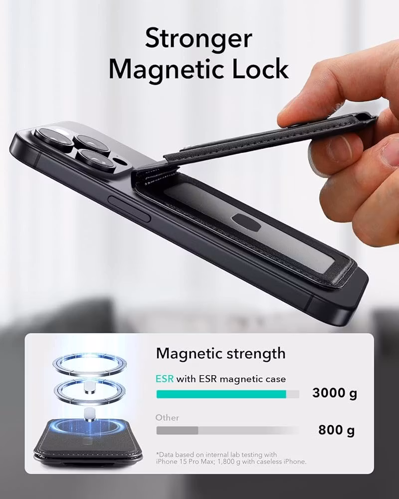 Black - ESR Grip Wallet Stand • MagSafe Plånbok