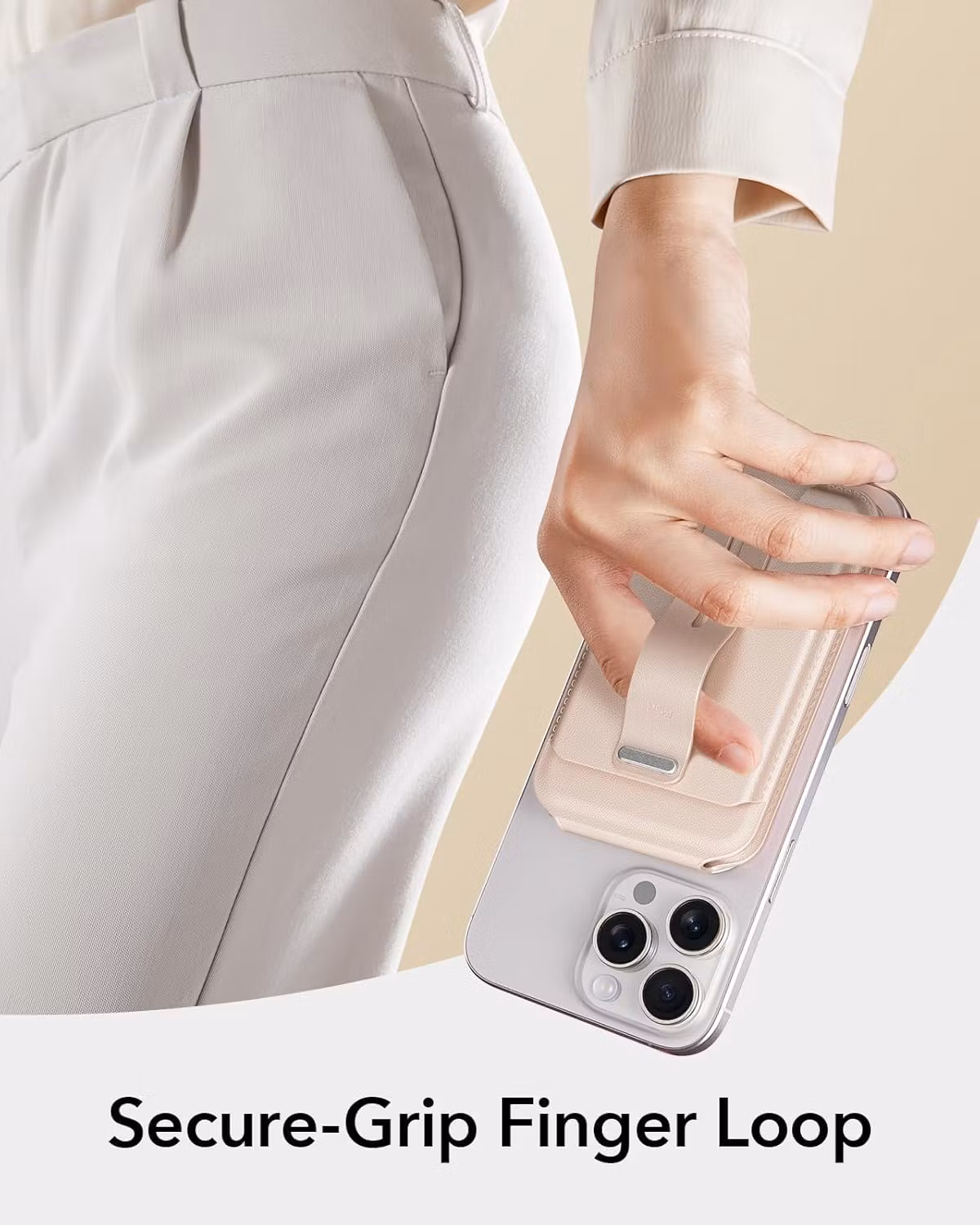 Beige - ESR Grip Wallet Stand • MagSafe Plånbok
