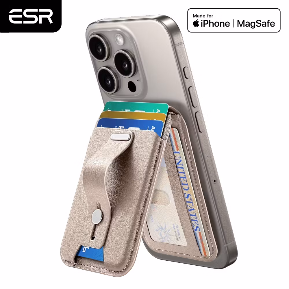 Beige - ESR Grip Wallet Stand • MagSafe Plånbok