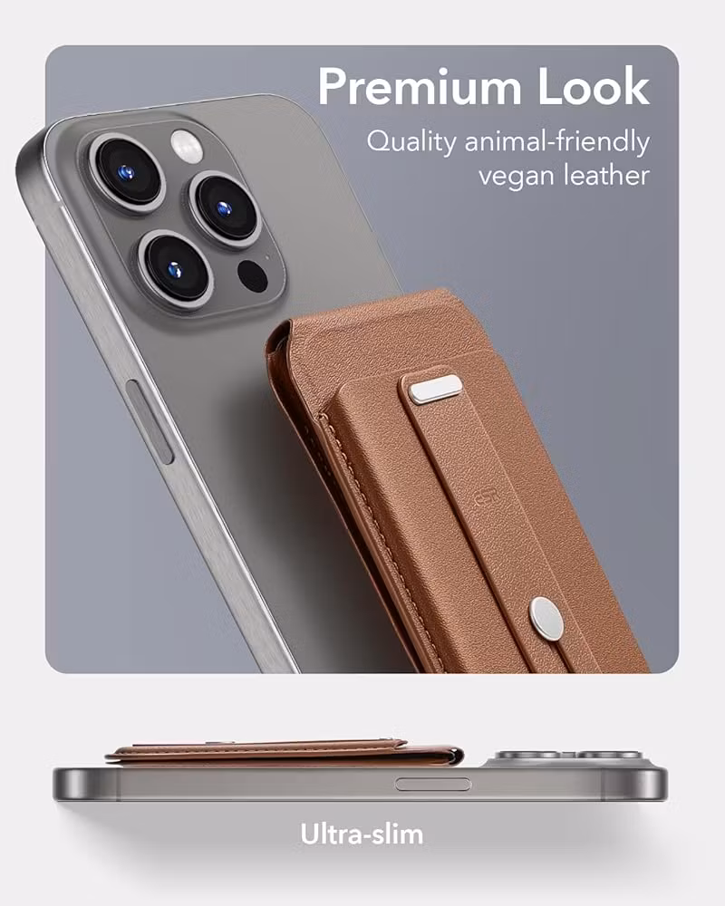 Brown - ESR Grip Wallet Stand • MagSafe Plånbok