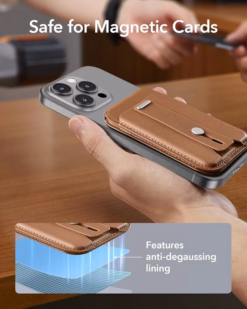 Brown - ESR Grip Wallet Stand • MagSafe Plånbok