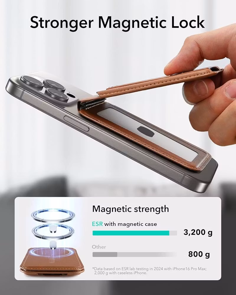 Brown - ESR Grip Wallet Stand • MagSafe Plånbok