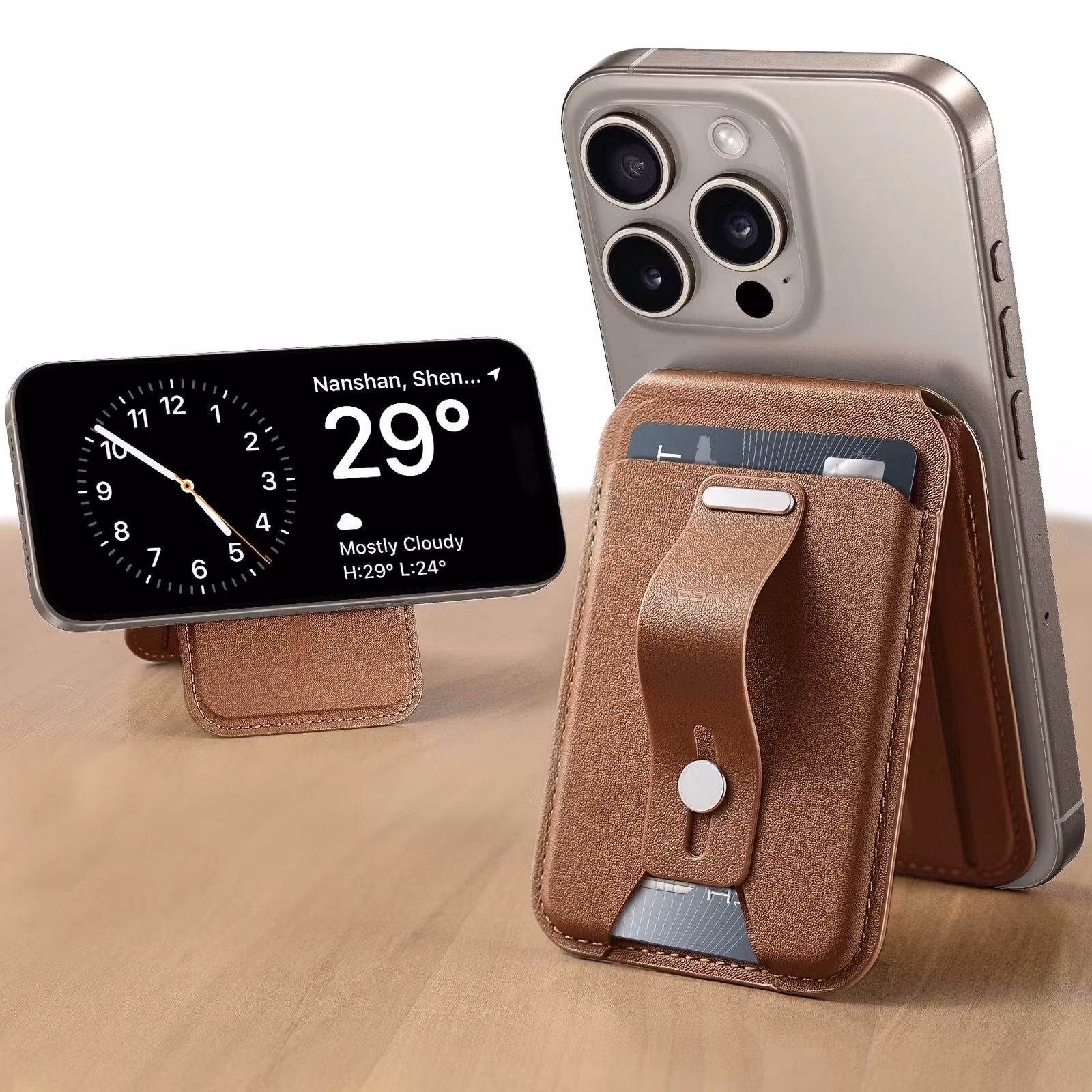 Brown - ESR Grip Wallet Stand • MagSafe Plånbok
