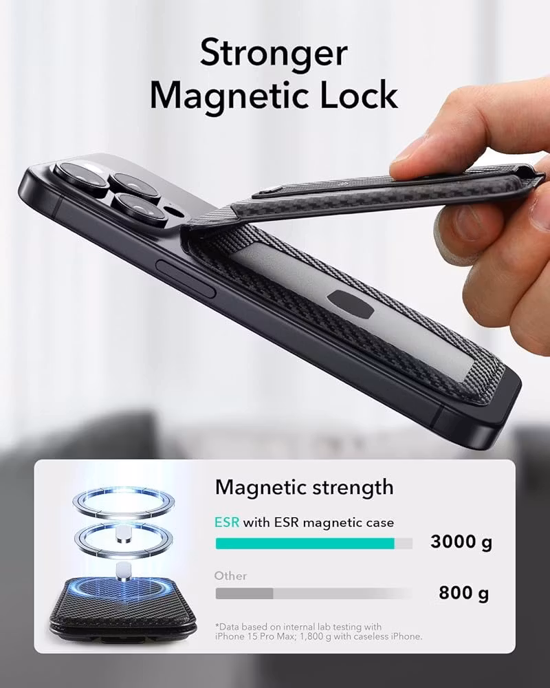 Carbon - ESR Grip Wallet Stand • MagSafe Plånbok