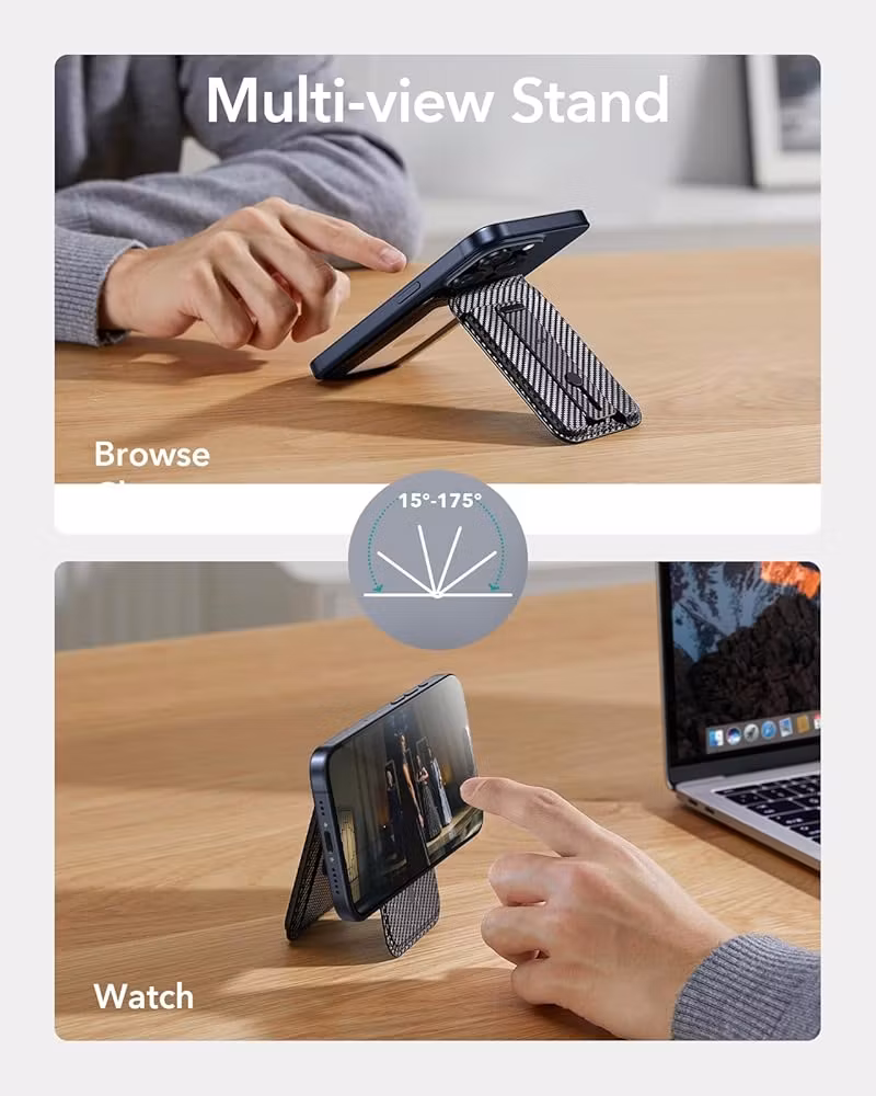 Carbon - ESR Grip Wallet Stand • MagSafe Plånbok