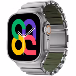 Silver / Green - Stratos Band • Apple Watch Armband