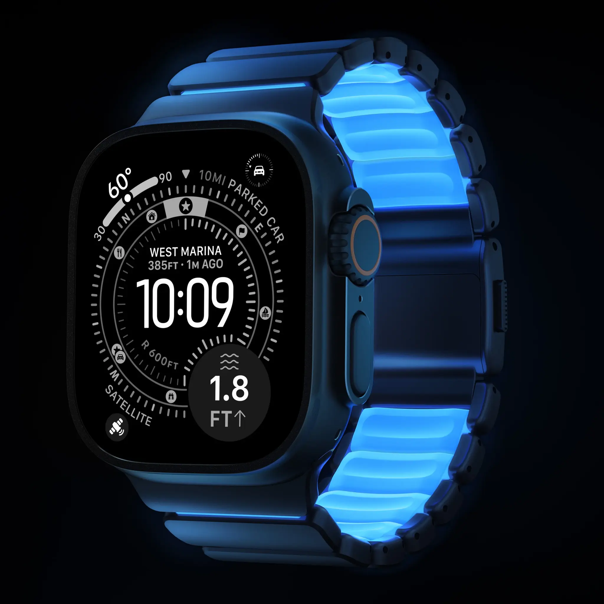 Black / Ice Blue - Stratos Band • Apple Watch Armband