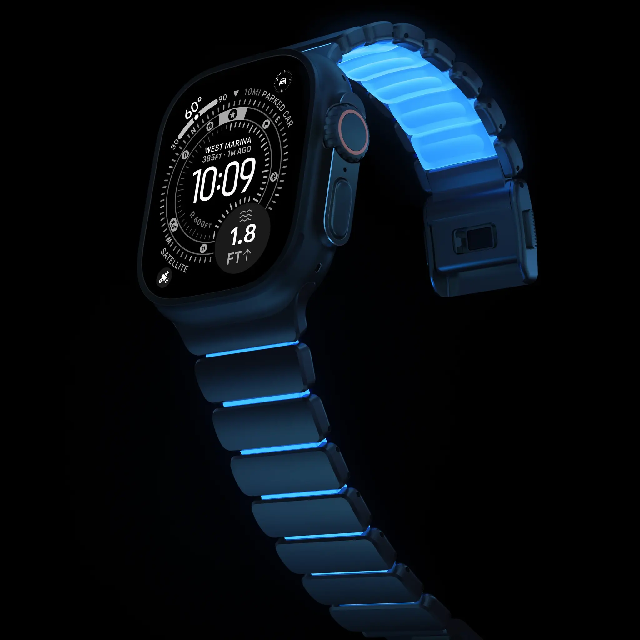 Black / Ice Blue - Stratos Band • Apple Watch Armband