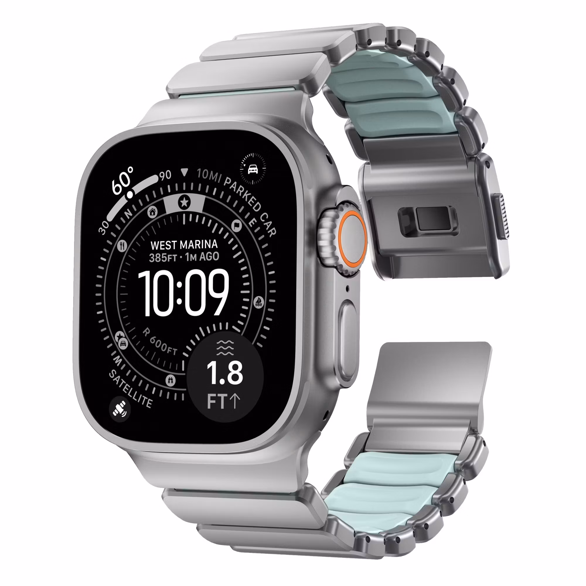 Silver / Ice Blue - Stratos Band • Apple Watch Armband