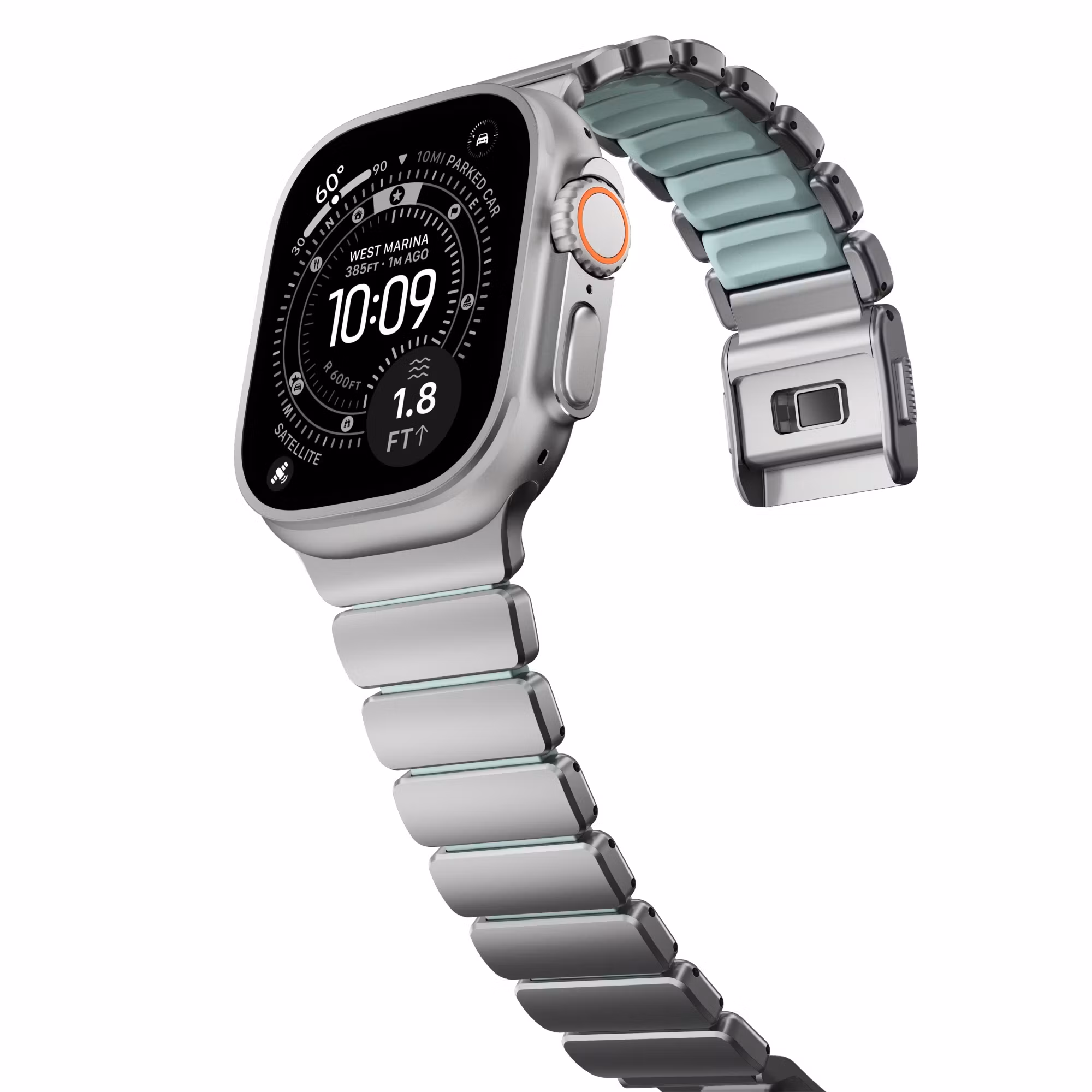 Silver / Ice Blue - Stratos Band • Apple Watch Armband