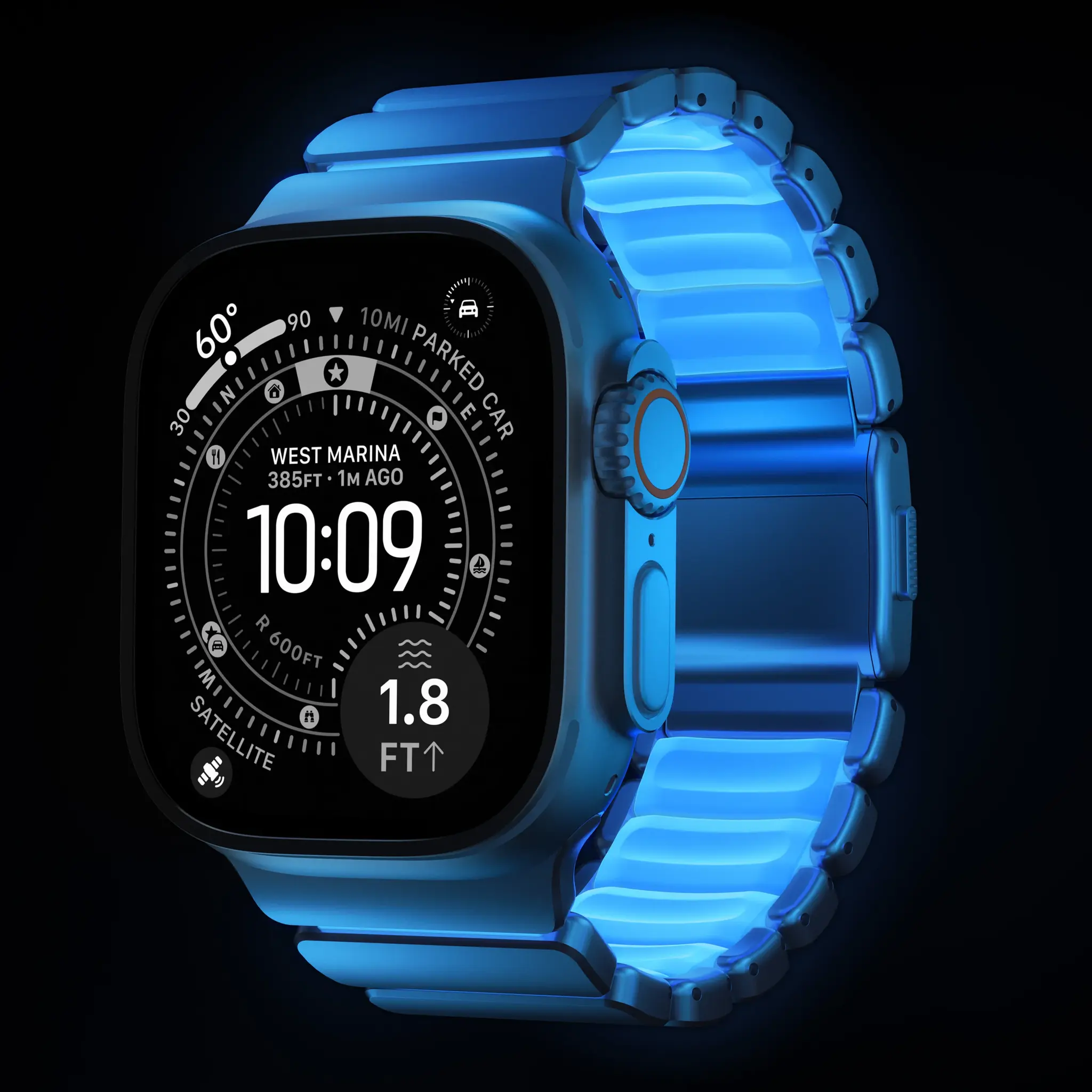Silver / Ice Blue - Stratos Band • Apple Watch Armband