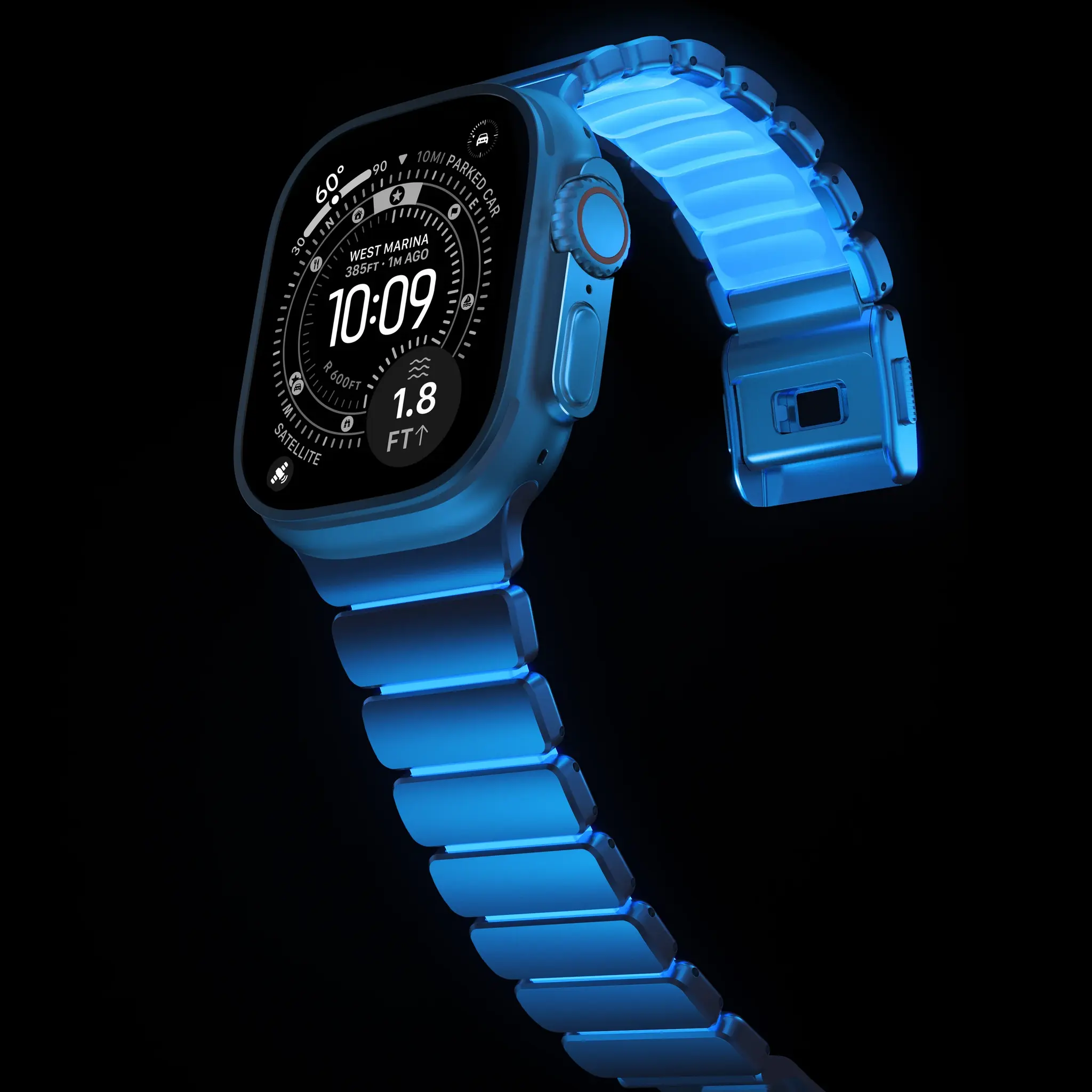 Silver / Ice Blue - Stratos Band • Apple Watch Armband