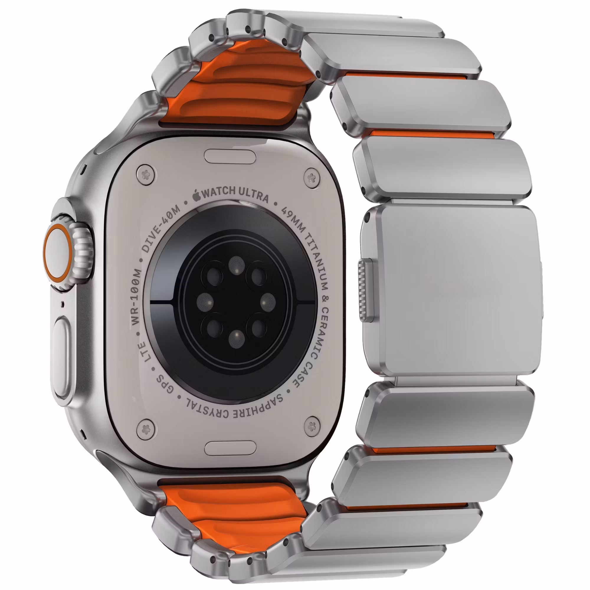 Silver / Orange - Stratos Band • Apple Watch Armband