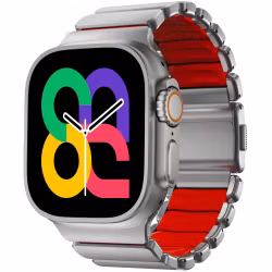 Silver / Red - Stratos Band • Apple Watch Armband