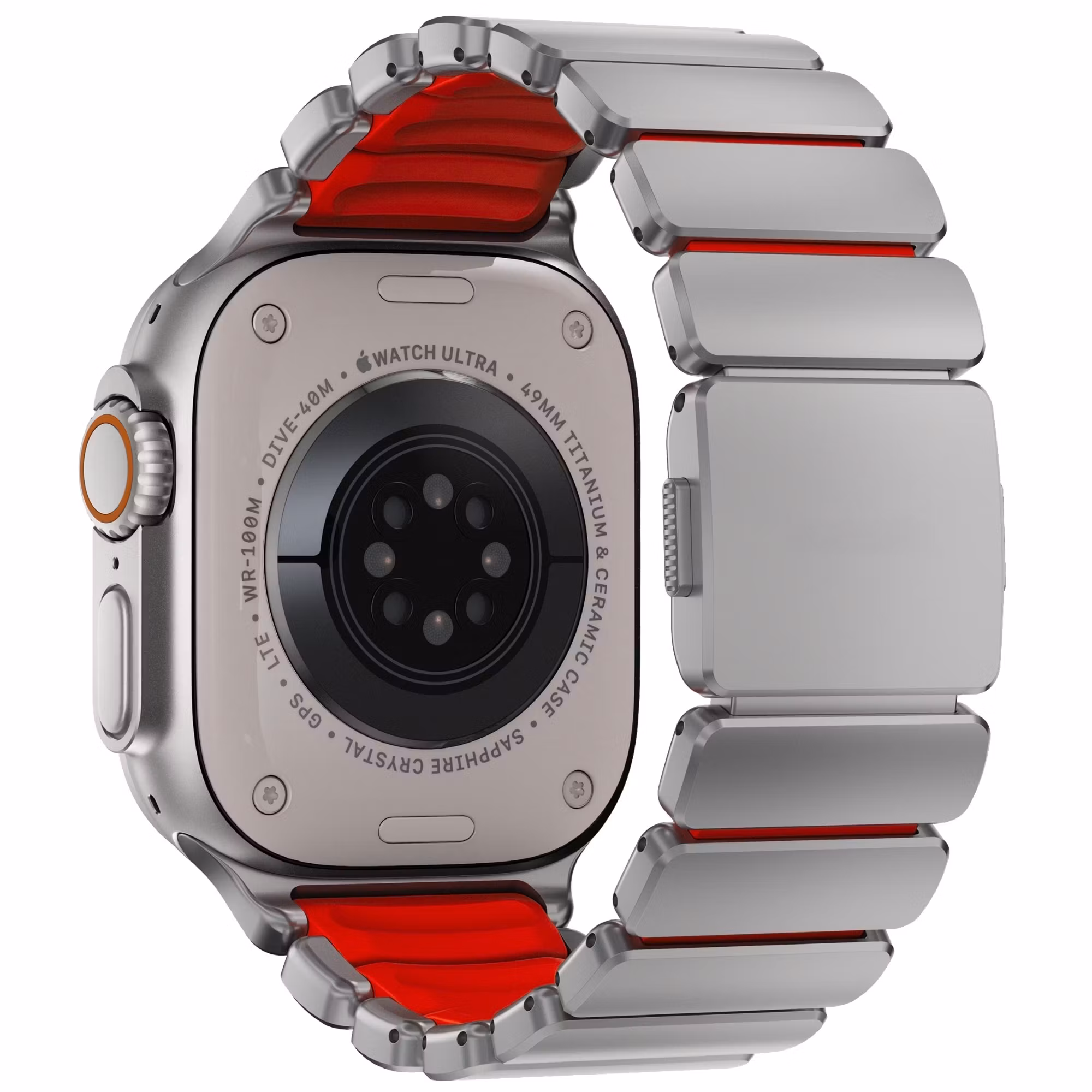 Silver / Red - Stratos Band • Apple Watch Armband