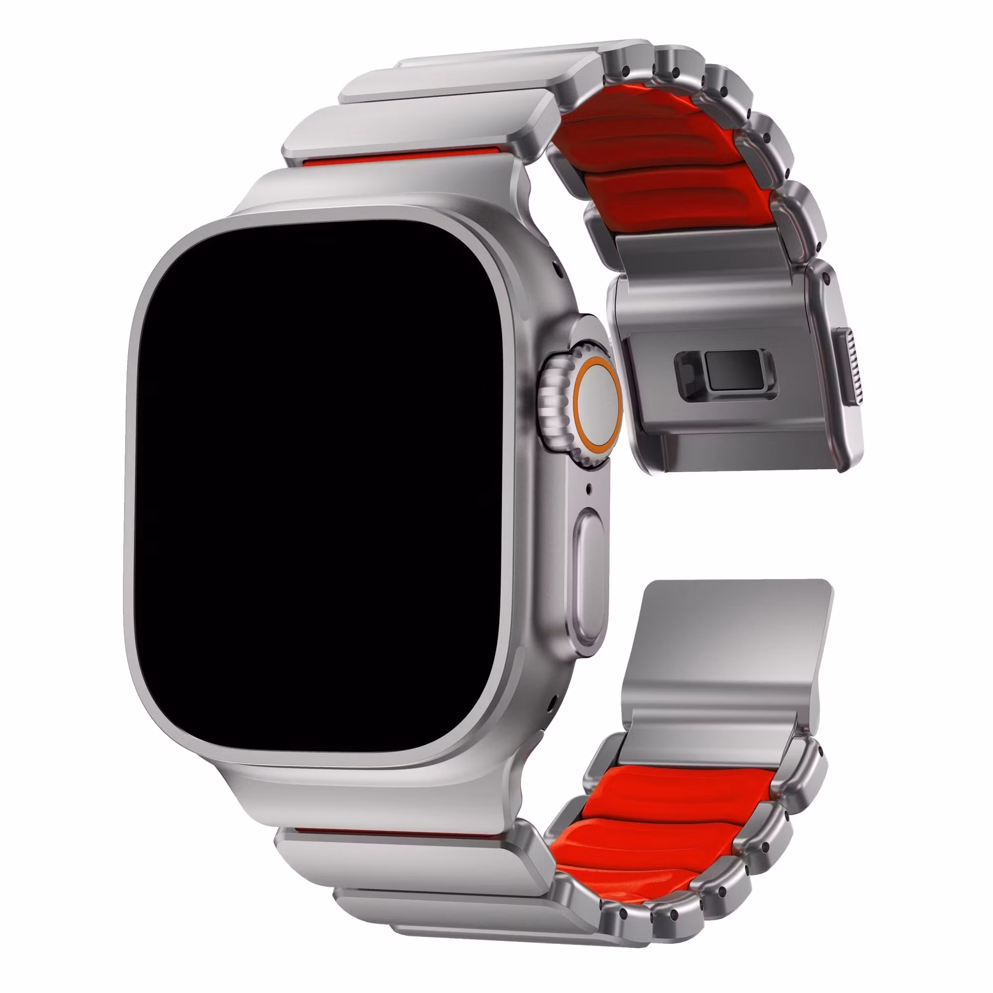 Silver / Red - Stratos Band • Apple Watch Armband