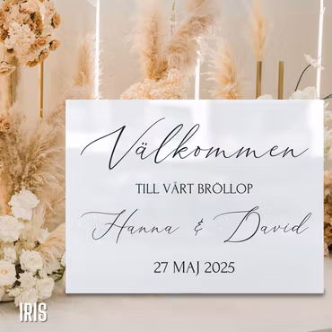 Välkomstskylt - Vit akryl