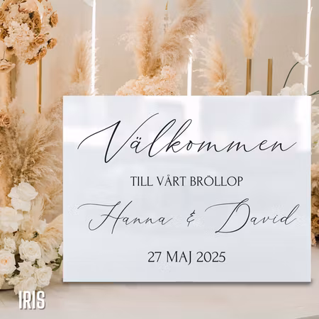 Välkomstskylt - Vit akryl