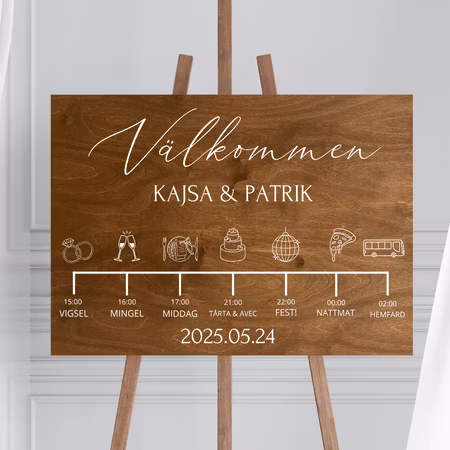 Välkomstskylt , tidslinje - Trä