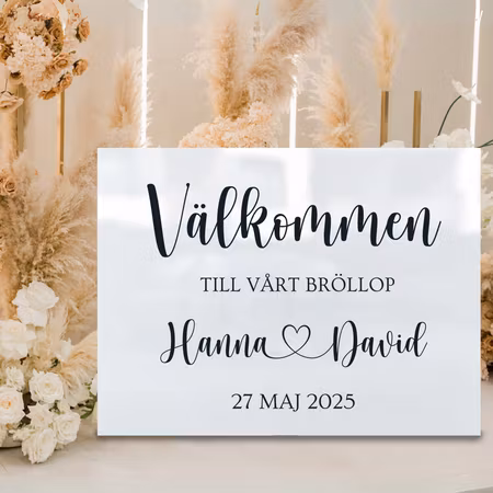 Välkomstskylt - Vit akryl