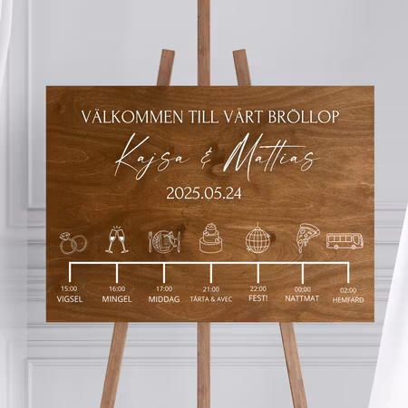 Välkomstskylt , tidslinje - Trä