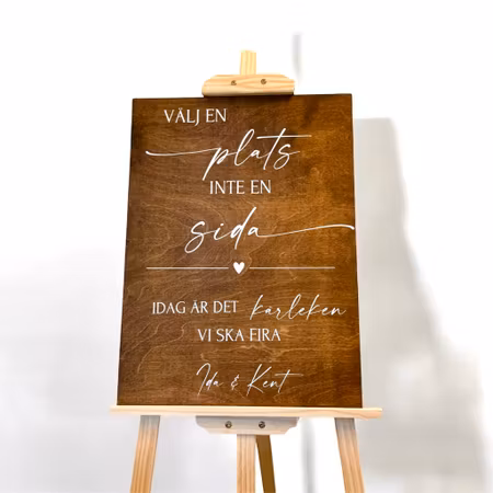 Välkomstskylt - "Välj en plats, inte en sida"