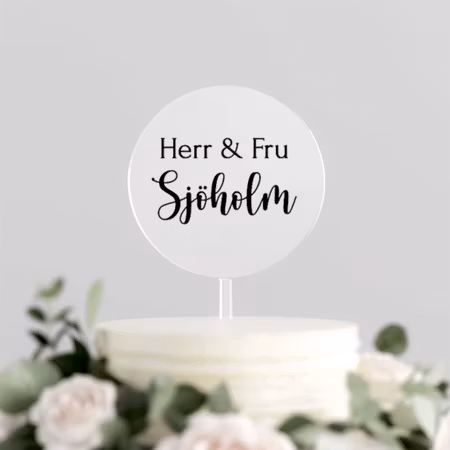 Caketopper rund - bröllop