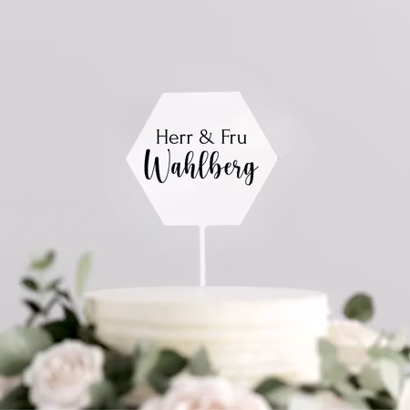 Caketopper hexagon - bröllop