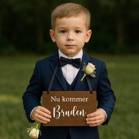 Skylt till brudnäbb -Trä