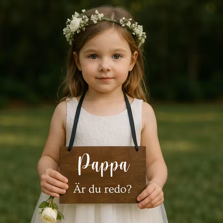 Skylt till brudnäbb -Trä