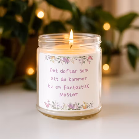 Etikett till doftljus - Det doftar som att du kommer bli en fantastisk moster