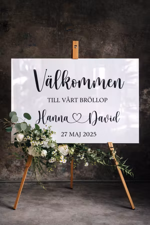 Välkomstskylt - Vit akryl