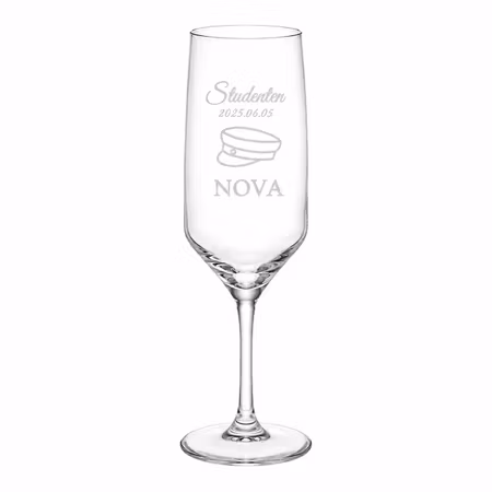 Graverat champagneglas