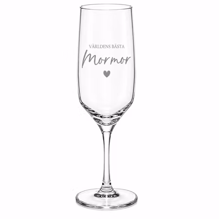 Graverat champagneglas - Världens bästa Mormor