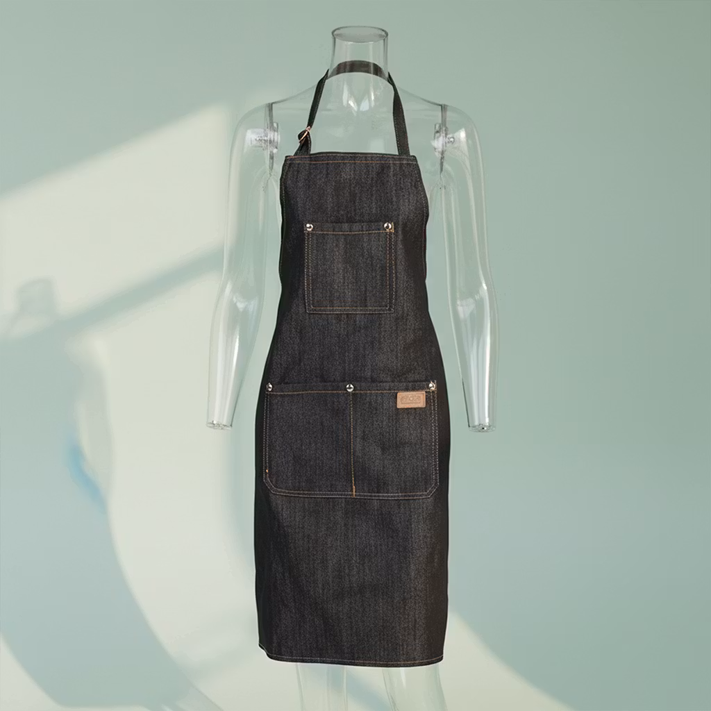 Kestävä kampaajan denim-essu